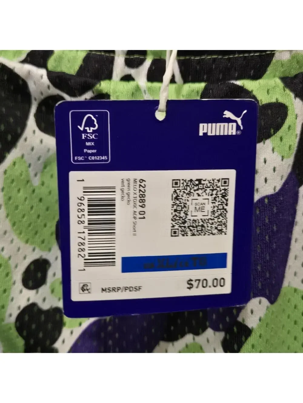 PUMA x Melo Ball TOXIC Men's XL Basketball Shorts Purple Green Gecko NWT